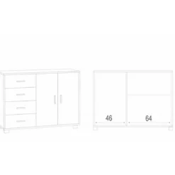 Madia Olmo Bianco Credenza Mobile 2 Ante 4 Cassetti Contenitore Salone