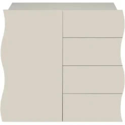 Madia Salvaspazio 1 Anta 4 Cassetti Credenza Legno Beige Cachemire