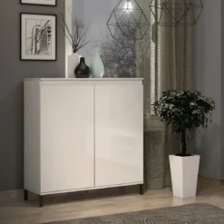 Madia Salvaspazio 2 Ante 100x110 cm Bianca Moderna