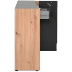 Madia Soggiorno Moderna 3 Ante 1 Cassetto Credenza Rovere Antracite