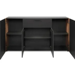 Madia Soggiorno Moderna 4 Ante 1 Cassetto Credenza Rovere Antracite