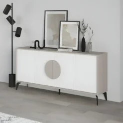 Madia Soggiorno Moderna 180 cm 4 Ante Bianco Tortora Moderno Piedini