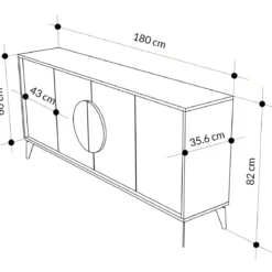 Madia Soggiorno Moderna 180 cm 4 Ante Bianco Tortora Moderno Piedini
