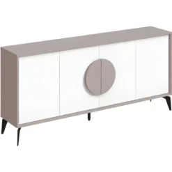 Madia Soggiorno Moderna 180 cm 4 Ante Bianco Tortora Moderno Piedini