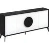 Madia Soggiorno Moderna 180 cm 4 Ante Bianco Nero Effetto Marmo Moderno