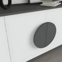 Madia Soggiorno Moderna 180 cm 4 Ante Bianco Antracite Moderno Piedini