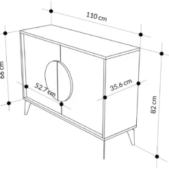 Madia Soggiorno Moderna 110 cm Bianco Nero Effetto Marmo Piedini