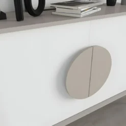 Madia Soggiorno Moderna 110 cm Tortora Ante Bianco Piedini Salvaspazio