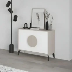 Madia Soggiorno Moderna 110 cm Tortora Ante Bianco Piedini Salvaspazio