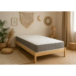 Materasso Singolo 80x190x25 cm Memory Foam Invernale con Bordo Grigio