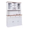 Mobile a 3 Ante 3 Cassetti Bianca Credenza Alta con Vetrina da Soggiorno Cucina