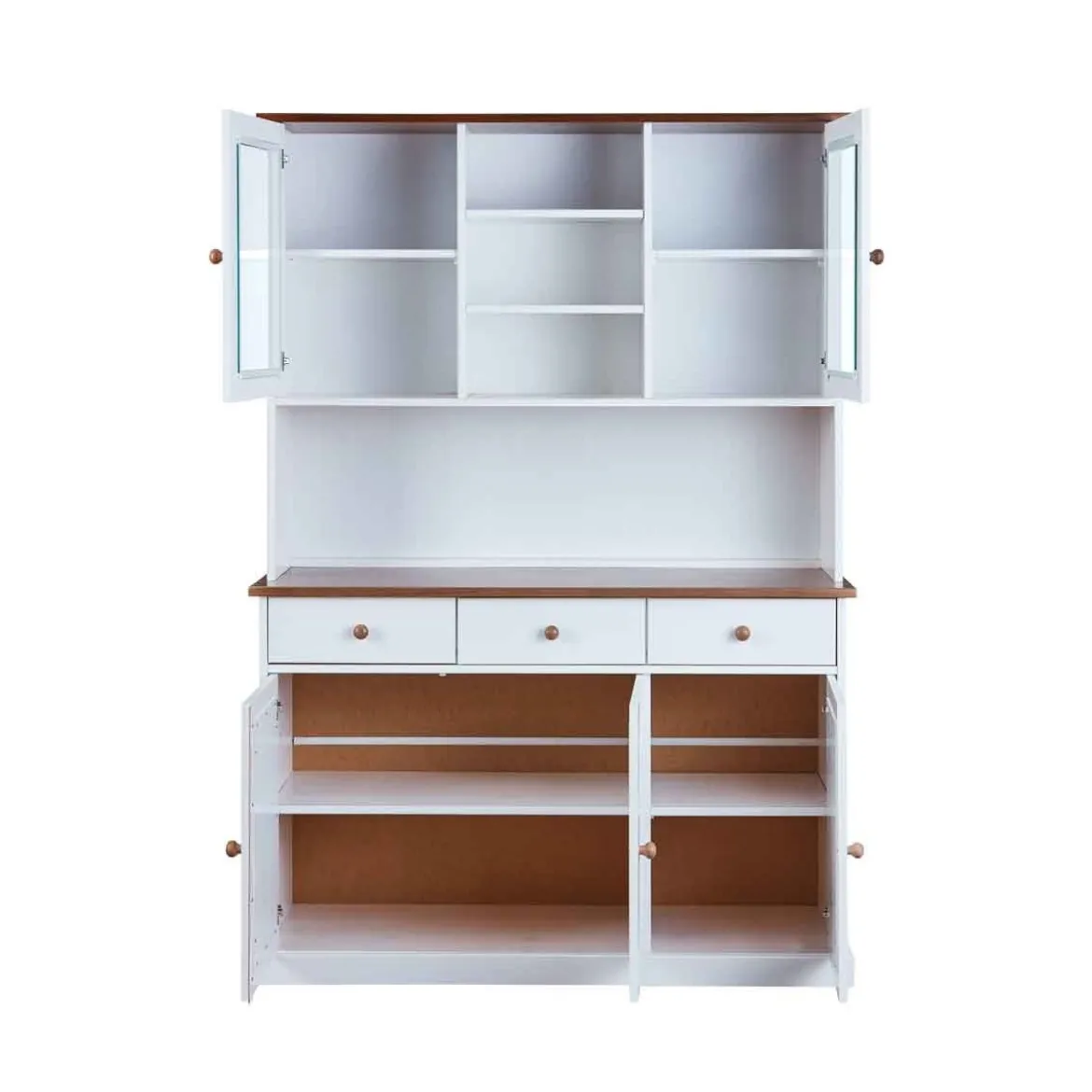Mobile a 3 Ante 3 Cassetti Bianca Credenza Alta con Vetrina da Soggiorno Cucina