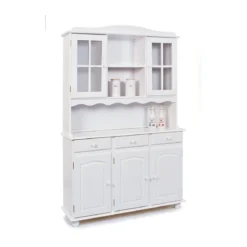 Mobile Alto 3 Ante Cassetti Bianco Credenza Vetrina da Soggiorno Cucina Rustico