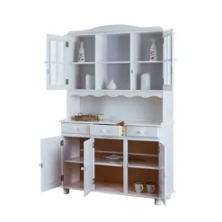 Mobile Alto 3 Ante Cassetti Bianco Credenza Vetrina da Soggiorno Cucina Rustico