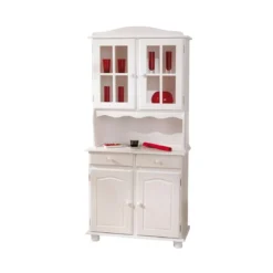 Mobile Alto 2 Ante Cassetti Bianco Credenza Vetrina da Soggiorno Cucina Rustico