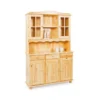 Mobile Alto Credenza Vetrina 3 Ante 3 Cassetti Legno da Soggiorno Cucina Rustico