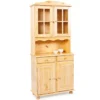 Mobile Alto Credenza Vetrina 2 Ante 2 Cassetti Pino da Soggiorno Cucina Rustico