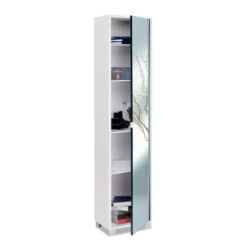 Mobile 1 Anta 190 Grigio Specchio Ingresso Scarpiera Armadio Colonna da Bagno