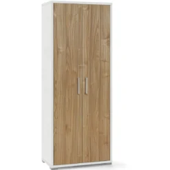 Mobile 2 Ante Bianco Noce Multiuso Legno Armadio Ripiani Scaffali Camera
