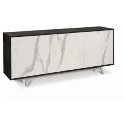 Mobile 3 Ante Nero Marmo Contenitore Buffet Armadio Soggiorno Credenza