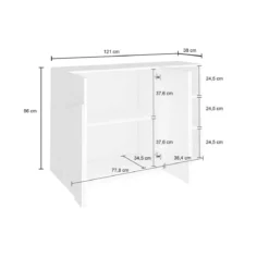 Mobile Ardesia con 3 Ante Credenza Moderna per Soggiorno 120 cm Basso