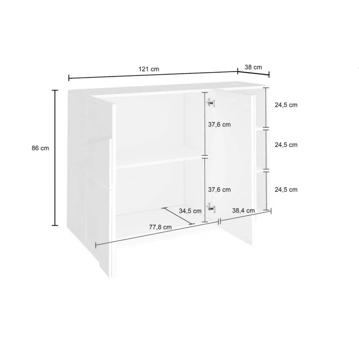Mobile Ardesia con 3 Ante Credenza Moderna per Soggiorno 120 cm Basso