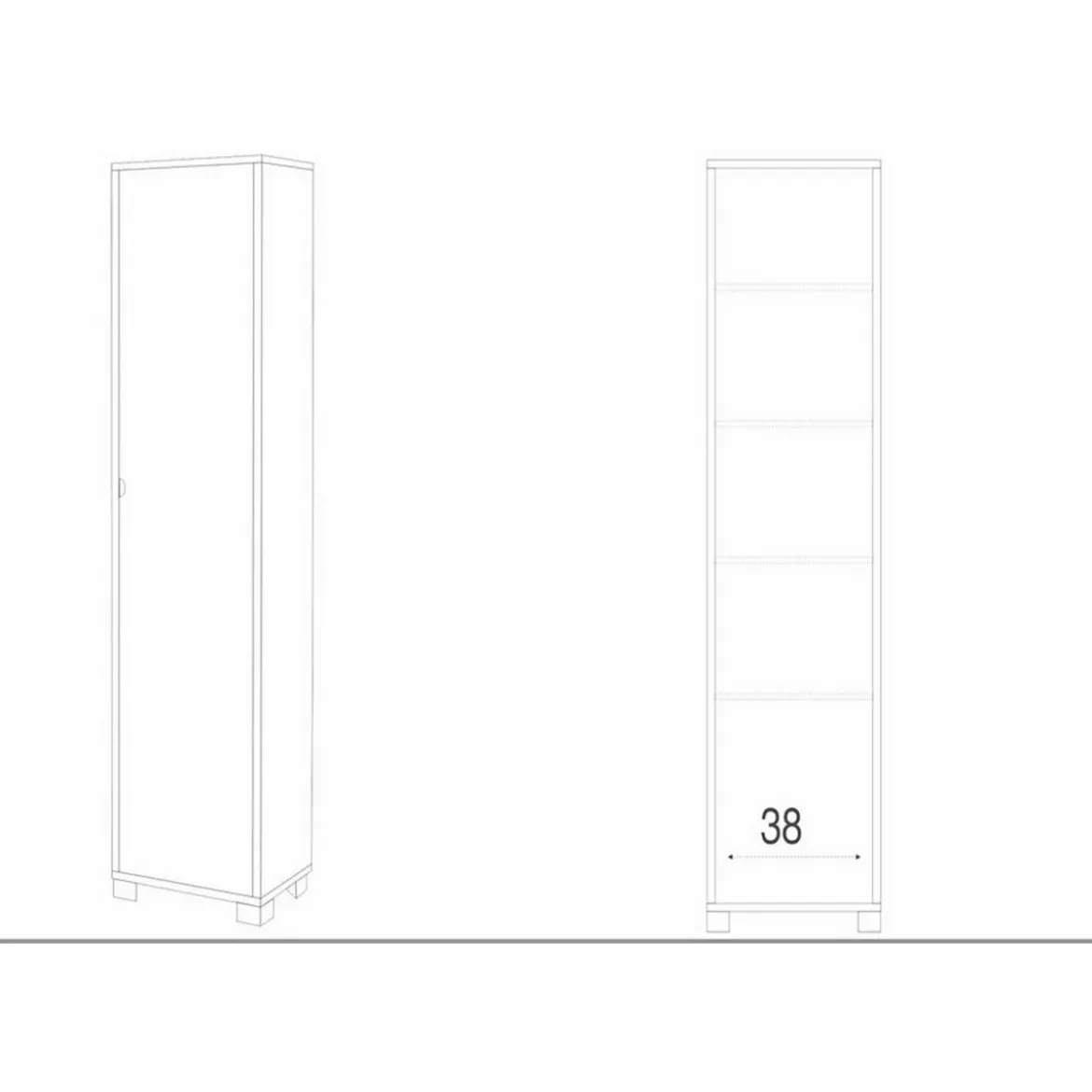 Mobile Armadio 1 Anta 190 Cemento Bianco Ufficio Multiuso Colonna Bagno