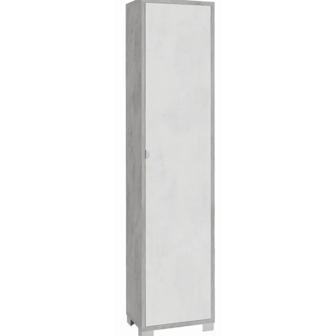 Mobile Armadio 1 Anta 190 Cemento Bianco Ufficio Multiuso Colonna Bagno