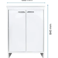 Mobile Bagno 60x50x85 cm PVC 2 Ante Bianco Lavanderia