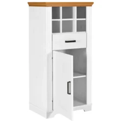 Mobile Bar Armadio da Cucina Portabottiglie in Legno Bianco Rovere