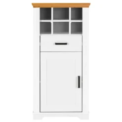 Mobile Bar Armadio da Cucina Portabottiglie in Legno Bianco Rovere