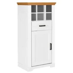 Mobile Bar Armadio da Cucina Portabottiglie in Legno Bianco Rovere