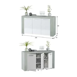 Mobile Basso 3 Ante Buffet Ingresso Bianco Dispensa Soggiorno Salotto Parete Tv