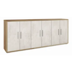 Mobile Basso Armadio Noce Bianco TV Moderno Credenza 6 Ante 200 cm Legno