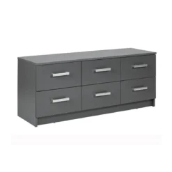 Mobile Basso Cassettiera 120 cm Grigio con 6 Cassetti Mobiletto Porta TV Moderno