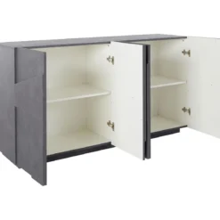 Mobile Basso 160 cm Credenza in Legno Ardesia Madia con Ante da Soggiorno