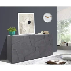 Mobile Basso 160 cm Credenza in Legno Ardesia Madia con Ante da Soggiorno