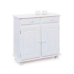 Mobile Bianco 2 Ante 2 Cassetti Credenza in Legno Pino Dispensa Soggiorno Cucina