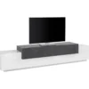 Mobile Bianco Grigio Basso con Ante a Ribalta 240 cm Porta TV Credenza