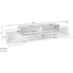 Mobile Bianco Grigio Basso con Ante a Ribalta 240 cm Porta TV Credenza