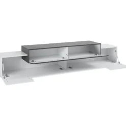 Mobile Bianco Grigio Basso con Ante a Ribalta 240 cm Porta TV Credenza