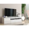 Mobile Bianco Moderno Porta TV 155 Basso Soggiorno con Anta Ribalta Legno