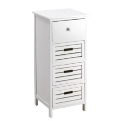 Mobile Cassettiera Bianca 4 Cassetti Shabby Multiuso Shabby Legno Cucina Bagno