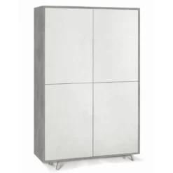 Mobile Cemento Bianco Credenza 4 Ante Armadio Ripiani Soggiorno Ingresso