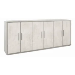 Mobile Cemento Bianco TV Moderno 6 Ante Armadio Credenza 200 cm Legno