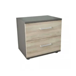 Mobile Comodino con 2 Cassetti Grigio Olmo Camera da Letto Design