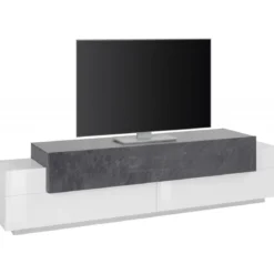Mobile con Ante a Ribalta Bianco e Grigio Basso Porta TV Soggiorno Legno