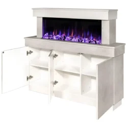 Mobile con Camino Elettrico 1500W Beige Effetto Pietra Moderno da Salotto