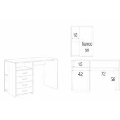 Mobile con Cassettiera Scrivania 120 cm Olmo Grande Ufficio Cameretta