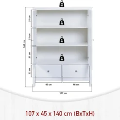 Mobile Contenitore Bianco 2 Ante 2 Cassetti Armadio Camera da Letto